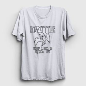 Presmono Unisex Logo Led Zeppelin Beyaz T-Shirt