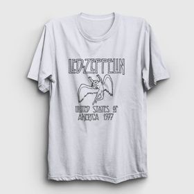 Presmono Unisex Logo Led Zeppelin Beyaz T-Shirt