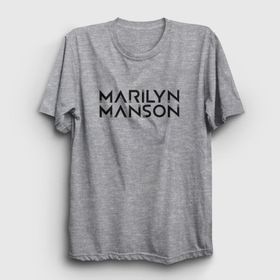 Presmono Unisex Logo Marilyn Manson Gri T-Shirt