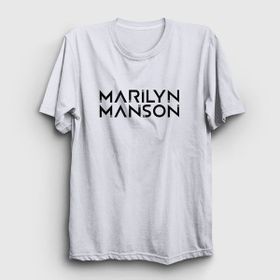 Presmono Unisex Logo Marilyn Manson Gri T-Shirt