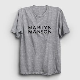 Presmono Unisex Logo Marilyn Manson Gri T-Shirt