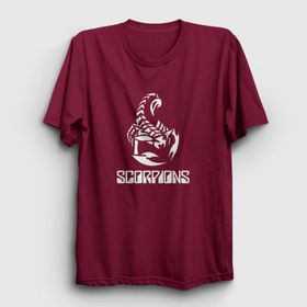 Presmono Unisex Logo Scorpions Bordo T-Shirt