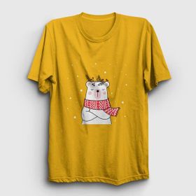 Presmono Unisex Polar Bear Kutup Ayısı Yılbaşı Haki T-shirt