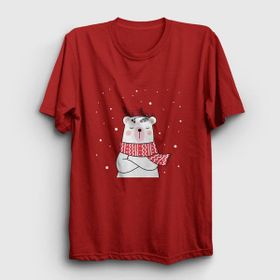 Presmono Unisex Polar Bear Kutup Ayısı Yılbaşı Haki T-shirt