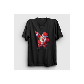 Presmono Unisex Siyah Dabbing Noel Baba Santa Claus Yılbaşı T-Shirt