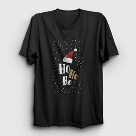 Presmono Unisex Siyah Ho Ho Ho Noel Baba Santa Claus Yılbaşı T-Shirt
