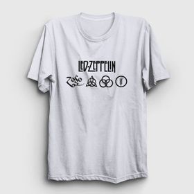 Presmono Unisex Symbols Led Zeppelin Beyaz T-Shirt