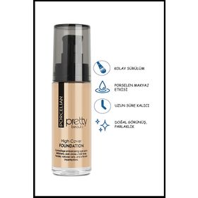 Pretty Beauty High Cover No:3 Yüksek Kapatıcı Etkili Porselen Fondöten