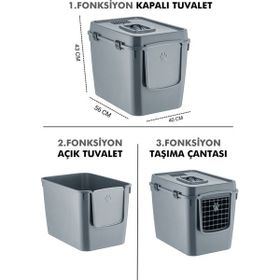 Pribor HZ-500 XXL Gri 3 Fonksiyonlu Kedi Tuvaleti