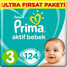 Prima Aktif Bebek No:3 Midi 124 Adet Bebek Bezi