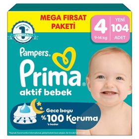 Prima Aktif Bebek No:4 Maxi 104 Adet Bebek Bezi
