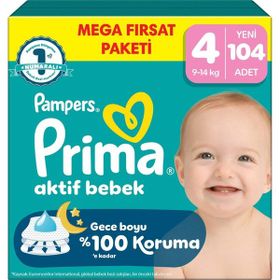 Prima Aktif Bebek No:4 Maxi 104 Adet Bebek Bezi