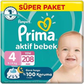 Prima Aktif Bebek No:4 Maxi 208 Adet Bebek Bezi