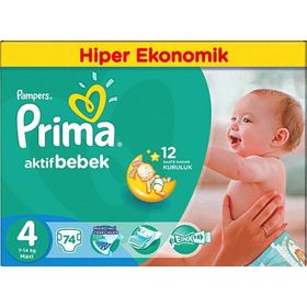 Prima Aktif Bebek No:4 Maxi 74 Adet Bebek Bezi