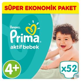 Prima Aktif Bebek No:4+ Maxi Plus 52 Adet Bebek Bezi