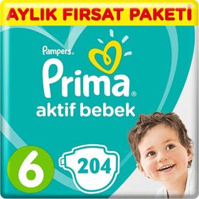 Prima Aktif Bebek No:6 XLarge 204 Adet Bebek Bezi