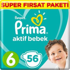 Prima Aktif Bebek No:6 XLarge 56 Adet Bebek Bezi
