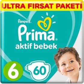 Prima Aktif Bebek No:6 XLarge 60 Adet Bebek Bezi