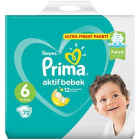 Prima Aktif Bebek No:6 XLarge 72 Adet Bebek Bezi