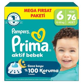 Prima Aktif Bebek No:6 XLarge 76 Adet Bebek Bezi