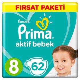 Prima Aktif Bebek No:8 XXXLarge 62 Adet Bebek Bezi