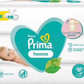 Prima Hassas Ciltler İçin Bitki Bazlı Kokusuz 3x52 Yaprak Islak Havlu Mendil