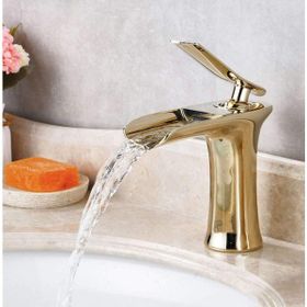 Prima Şelale Model Gold Renk Altın Banyo Lavabo Batarya