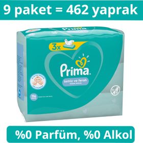 Prima Temiz ve Ferah 9'lu 468 Yaprak Islak Havlu Mendil