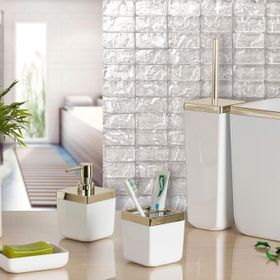 Primanova Beyaz Altın Çerçeveli Toskana Banyo Seti