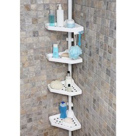 Primanova Beyaz Yaylı Banyo Köşelik Banyo Rafı