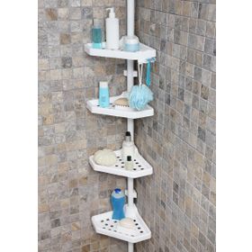 Primanova Beyaz Yaylı Banyo Köşelik Banyo Rafı