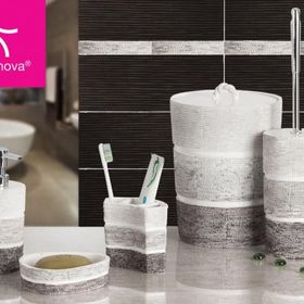 Primanova Lalalent Çöp Kovası + Diş Fırçalık + Sıvı S. + Katı Sabunluk Tuvalet Fırçası Banyo Seti