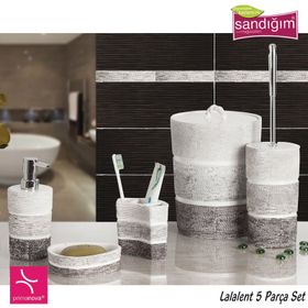 Primanova Lalalent Çöp Kovası + Diş Fırçalık + Sıvı S. + Katı Sabunluk Tuvalet Fırçası Banyo Seti