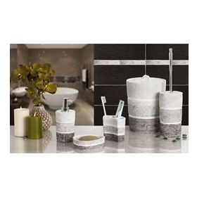 Primanova Lalalent Çöp Kovası + Diş Fırçalık + Sıvı S. + Katı Sabunluk Tuvalet Fırçası Banyo Seti