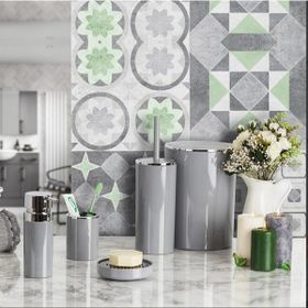 Primanova Lenox 5'li Gri Banyo Aksesuar Set