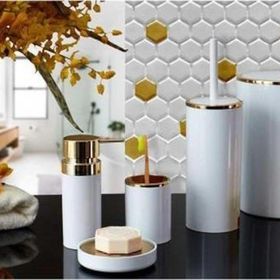 Primanova Lenox Beyaz Altın Çerçeve Lenox Banyo Seti
