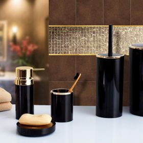 Primanova Lenox Siyah Altın 5 Parça Banyo Seti