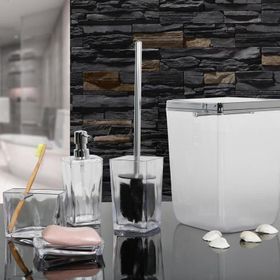 Primanova M-SAS05-16 Biga Şeffaf Krom 5 Parça Banyo Takımı Seti