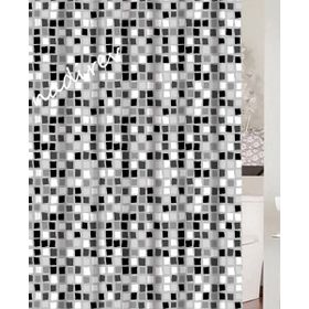 Primanova Paradise Grey Siyah Beyaz Banyo Perdesi