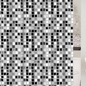 Primanova Paradise Grey Siyah Beyaz Banyo Perdesi