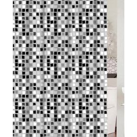 Primanova Paradise Grey Siyah Beyaz Banyo Perdesi