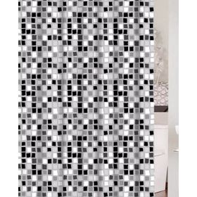 Primanova Paradise Grey Siyah Beyaz Banyo Perdesi