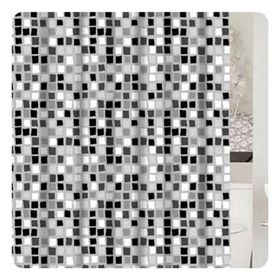 Primanova Paradise Grey Siyah Beyaz Banyo Perdesi