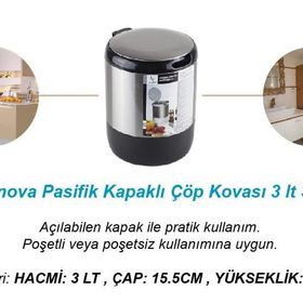 Primanova Pasifik Siyah 3 LT Çöp Kovası
