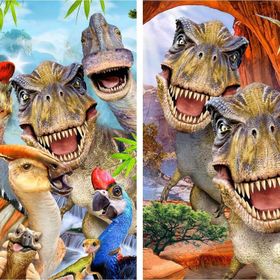 Prime 10235 3D Dinozorlar ve T-Rex Selfie 2'li 200 Parça Puzzle