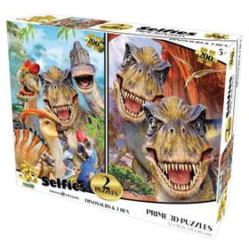 Prime 10235 3D Dinozorlar ve T-Rex Selfie 2'li 200 Parça Puzzle