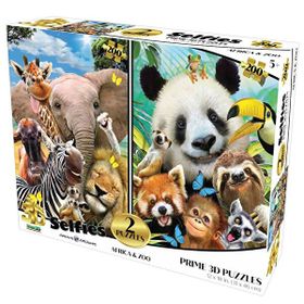 Prime 10237 3D Afrika Hayvanları ve Hayvanlar Alemi Selfie 2'li 200 Parça Puzzle