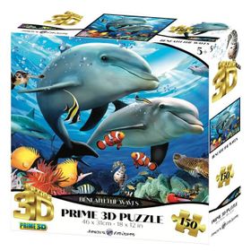 Prime 10897 3D Dalga Altında Yunuslar 150 Parça Puzzle