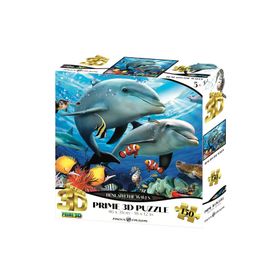 Prime 10897 3D Dalga Altında Yunuslar 150 Parça Puzzle