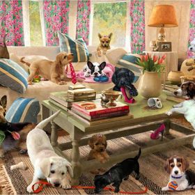 Prime 12235 3D Giordano Köpekler Oturma Odasında 300 Parça Puzzle